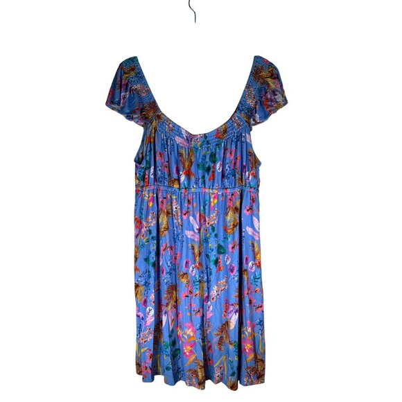 Soma Cool Nights Smocked Neck Chemise Flutter Sleeve Blooming Tropical Print - Picture 11 of 12